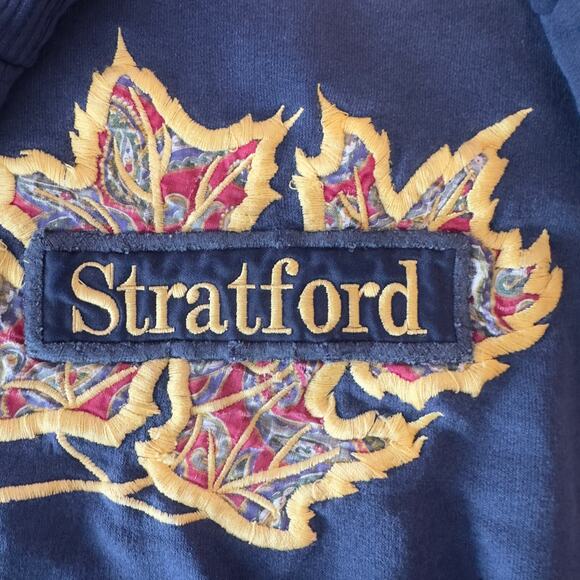 Vintage Stratford Crewneck Sweatshirt No Size Embroidered Navy Blue Gold Red - Picture 9 of 9